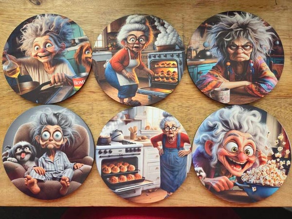 Set van 6 onderzetters - Oma's in de keuken