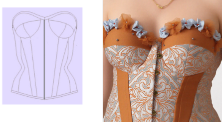 Custom made corset with bra cups.