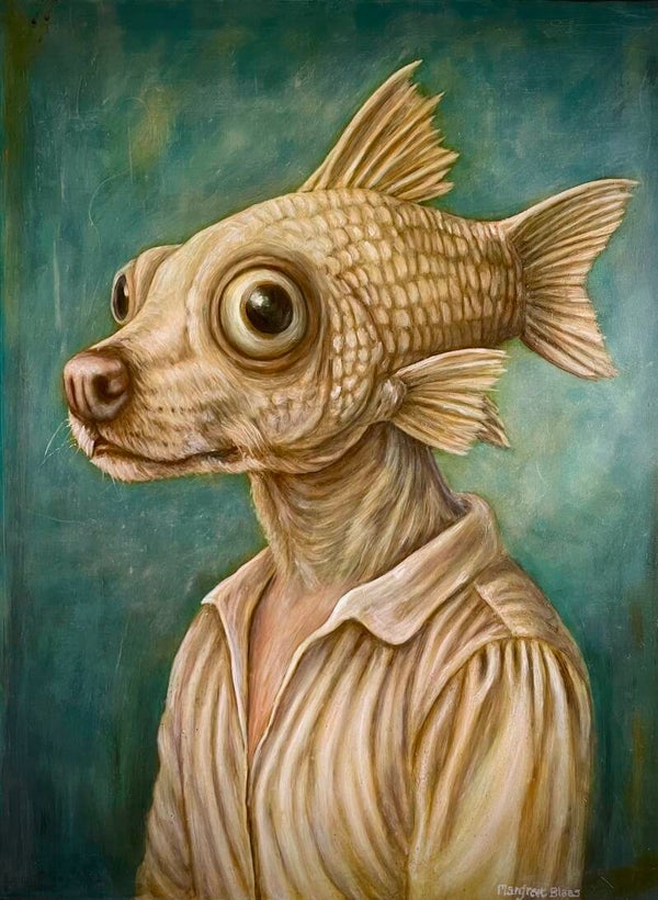Canis Pelagicus – Human -dog- aquatic Hybrid Oil Painting | Margreet Blaas Art