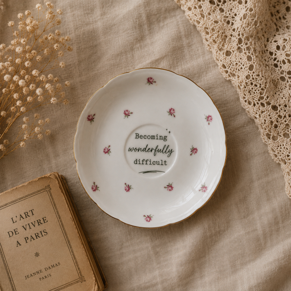 Becoming wonderfully difficult |vintage quote plate
