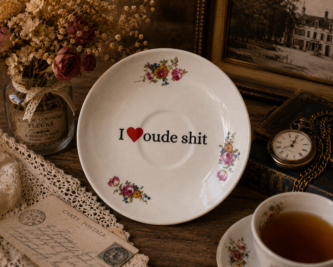 I love oude shit | vintage quote plate