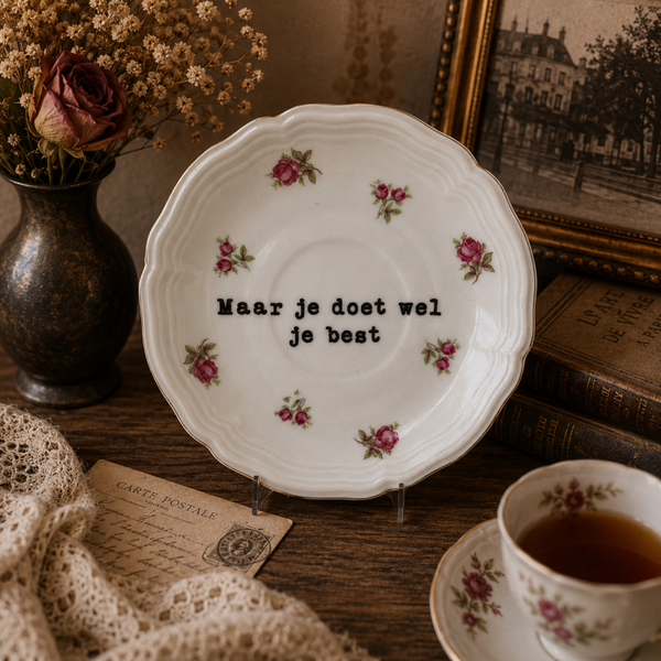 Maar je doet wel je best | vintage quote plate