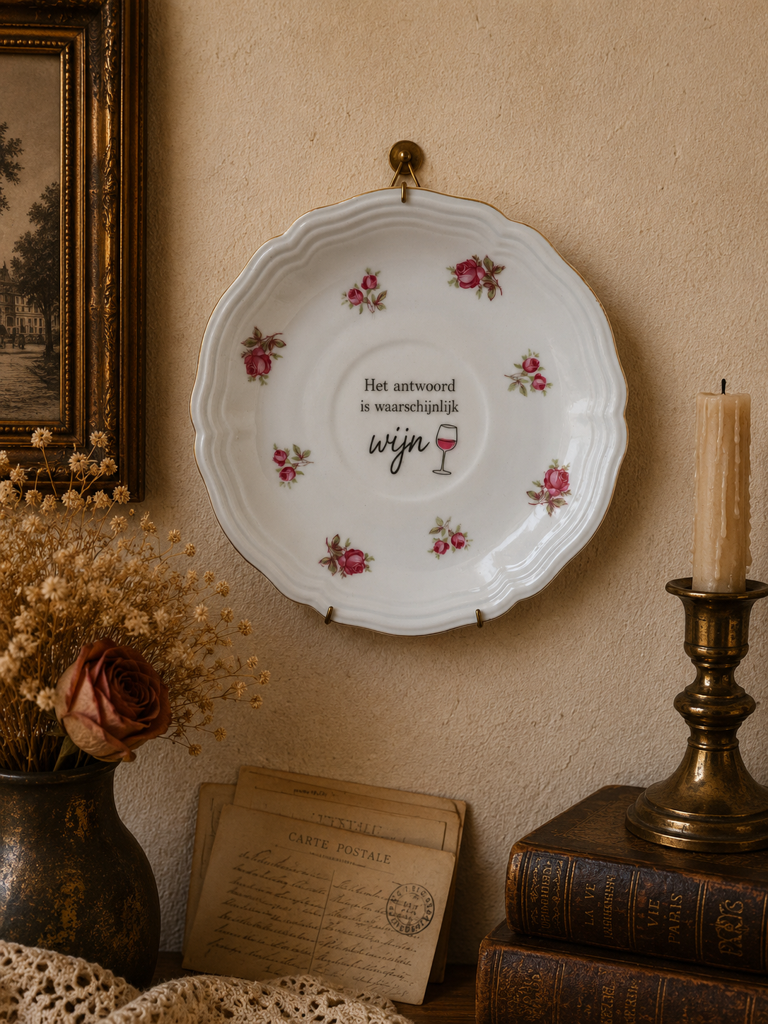 Het antwoord is waarschijnlijk wijn | vintage quote plate