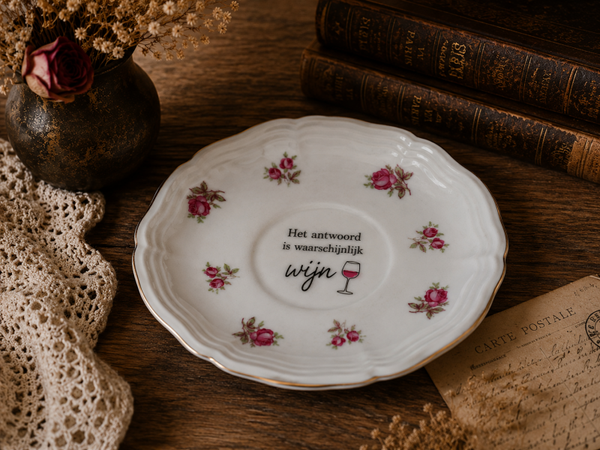 Het antwoord is waarschijnlijk wijn | vintage quote plate