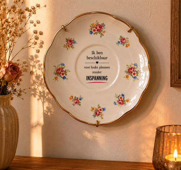 Ik ben beschikbaar voor leuke plannen | vintage quote plate