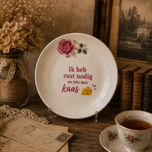 Ik heb rust nodig en iets met kaas | vintage quote plate