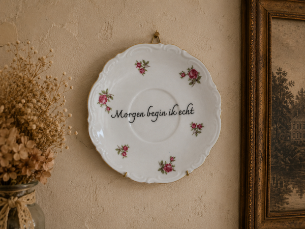Morgen begin ik echt | vintage quote plate