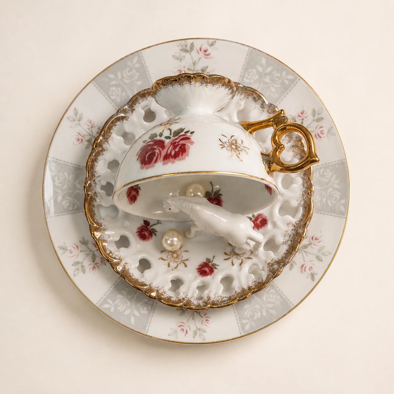 Discover The Pearl Keeper, a one-of-a-kind WonderLust Object by Dutch artist Margreet Blaas. Handcrafted from vintage porcelain and found objects, this poetic assemblage celebrates wonder, imagination and forgotten treasures.