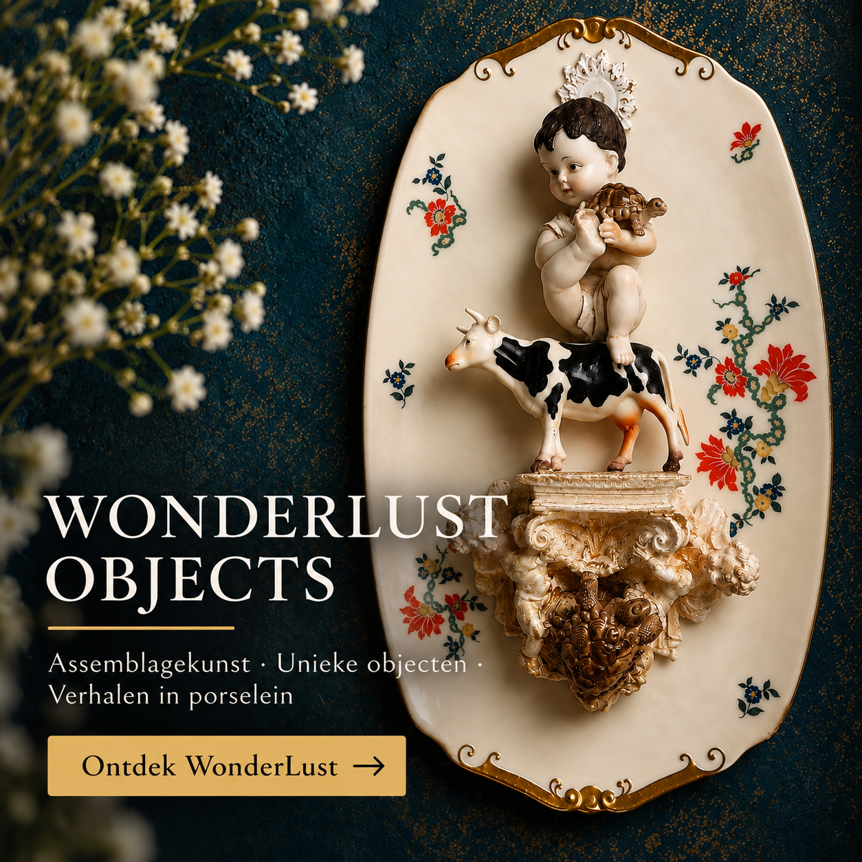 WonderLust Object van vintage porselein en gevonden voorwerpen