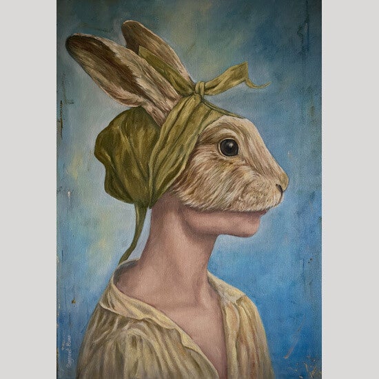 Lepora Velata – Human Hare Hybrid Oil Painting | Margreet Blaas