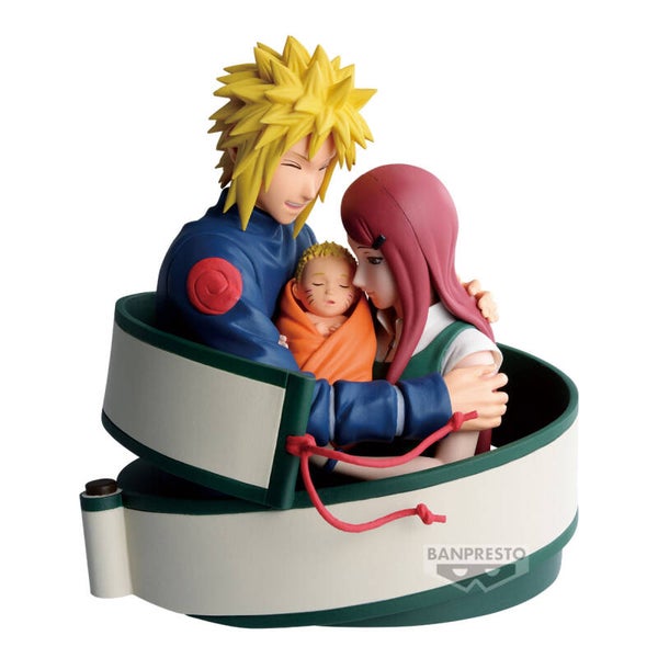 NARUTO - NARUTO 72 SERIES - MINATO, NARUTO & KUSHINA - STATUA 13CM Novità!