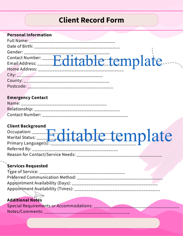 Business forms (digital download-Word doc)