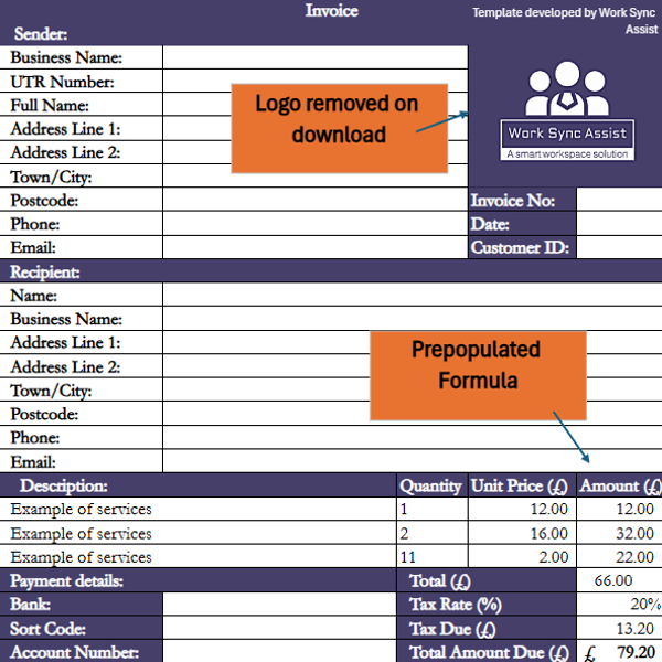 Invoice editable template (Digital download-Excel)