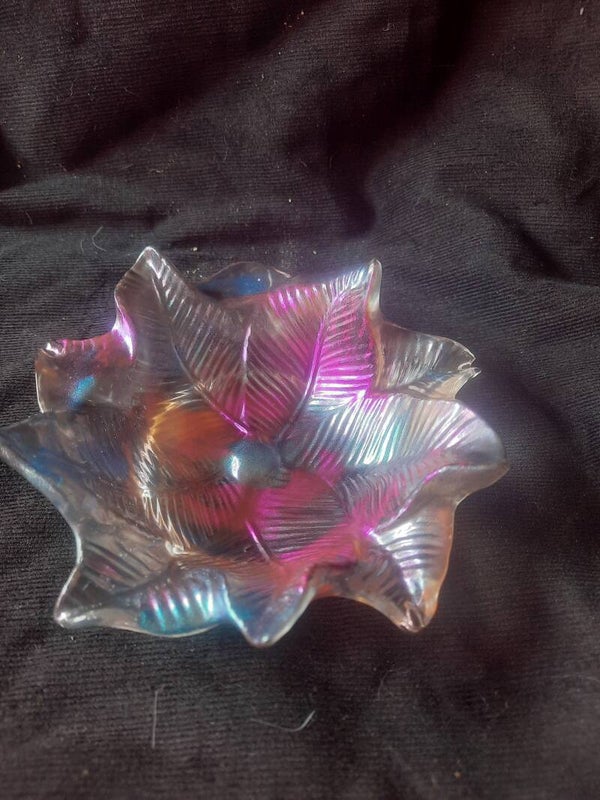 magenta, blauw, zwart doorzichtig bloemvormig schaaltje