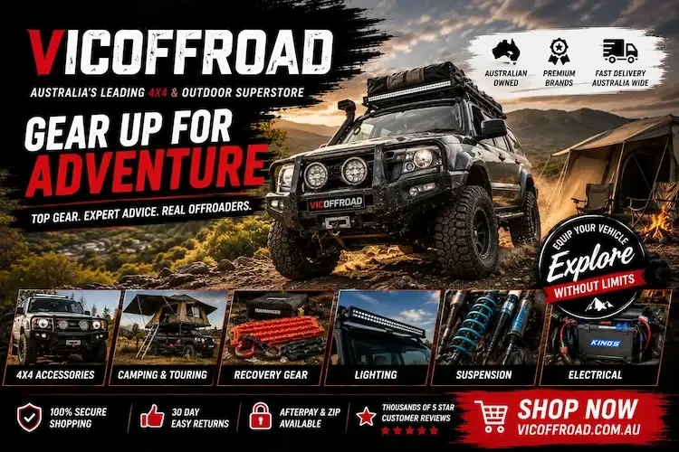 VicOffroad 4WD accessories, camping gear, and off-road equipment banner