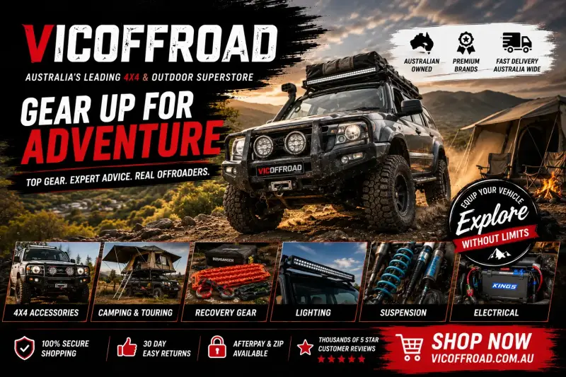VicOffroad 4WD accessories, camping gear, and off-road equipment banner