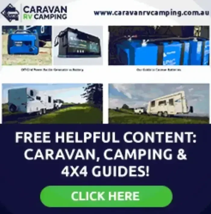 Caravan RV Camping banner promoting free guides and helpful content for caravan, camping, and 4x4 enthusiasts