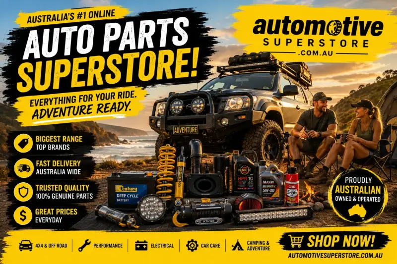 Auto Parts Superstore banner offering car parts, accessories, and 4WD gear with Australia-wide delivery.