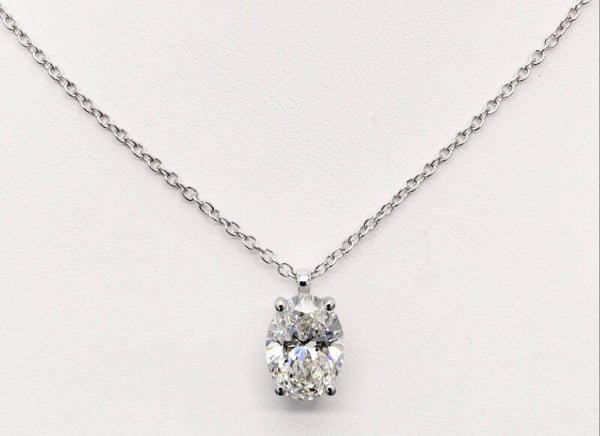 3crt Oval Diamond Necklace. 18crt White Gold