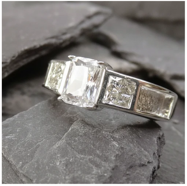 Silver 3 Stone CZ Ring With Shoulders For Resin