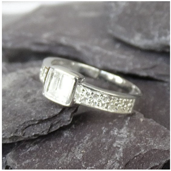 Sold Silver CZ ring Blank suitable for Resin