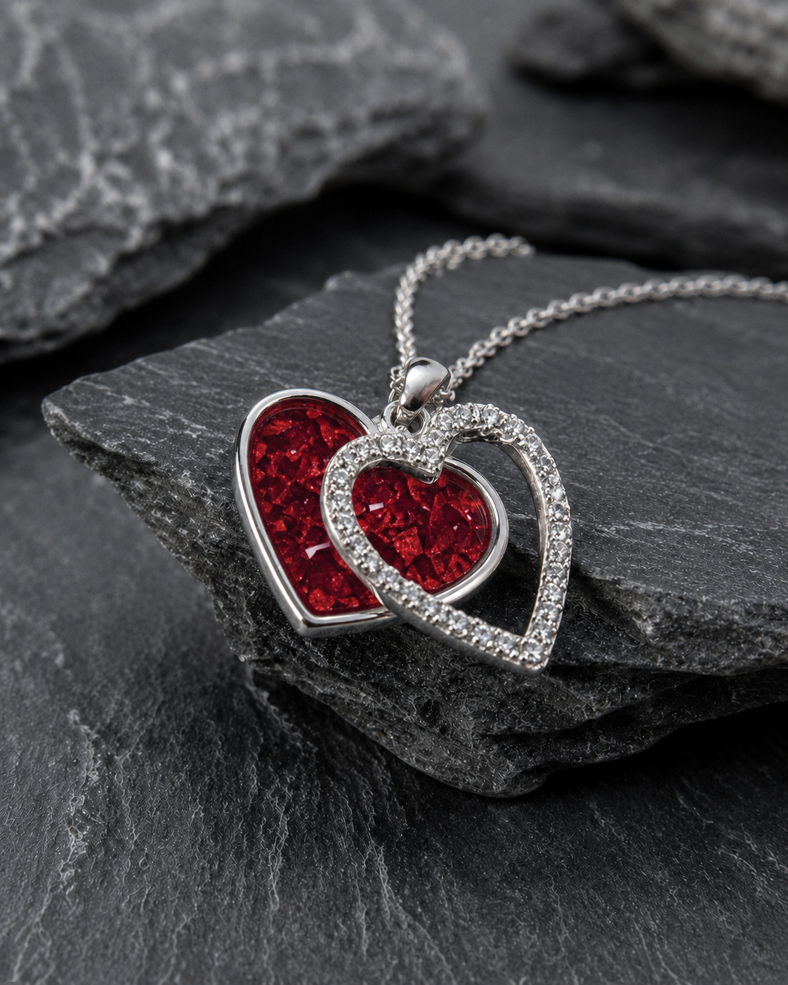 Solid Silver Two Part Articulated Heart Pendant