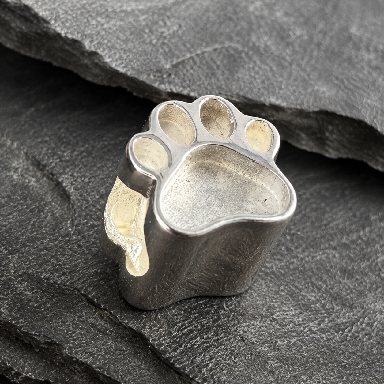 Solid Silver Dog Paw Charm memorial Bangle Bead