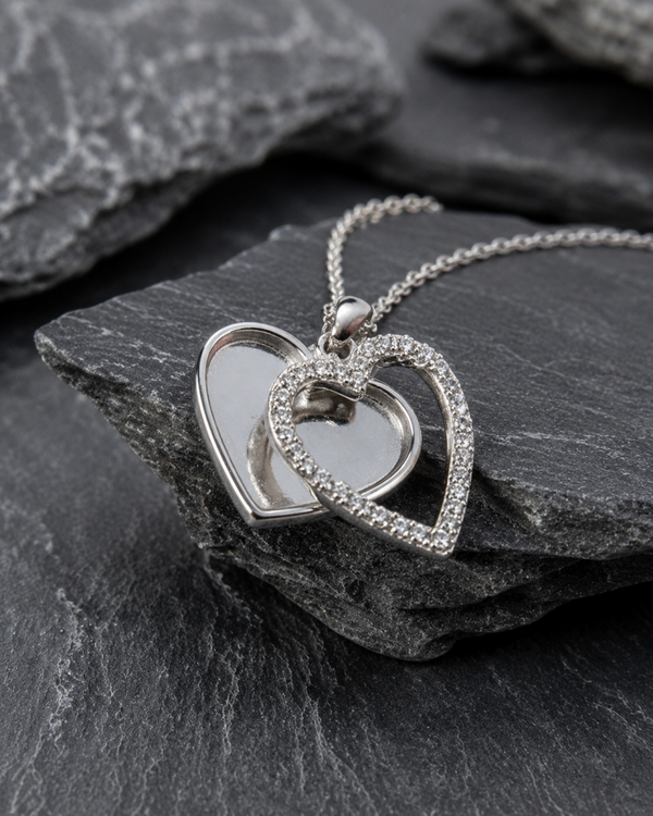 Solid Silver Two Part Articulated Heart Pendant Suitable for resin