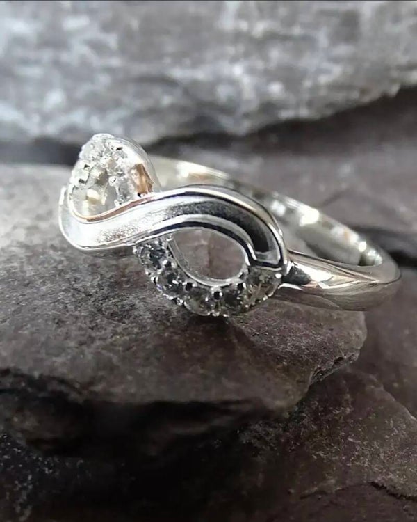 Womans Solid Silver CZ Infinity Ring
