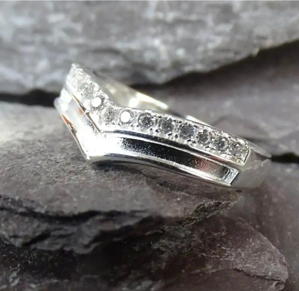 Womans Solid silver wishbone style ring