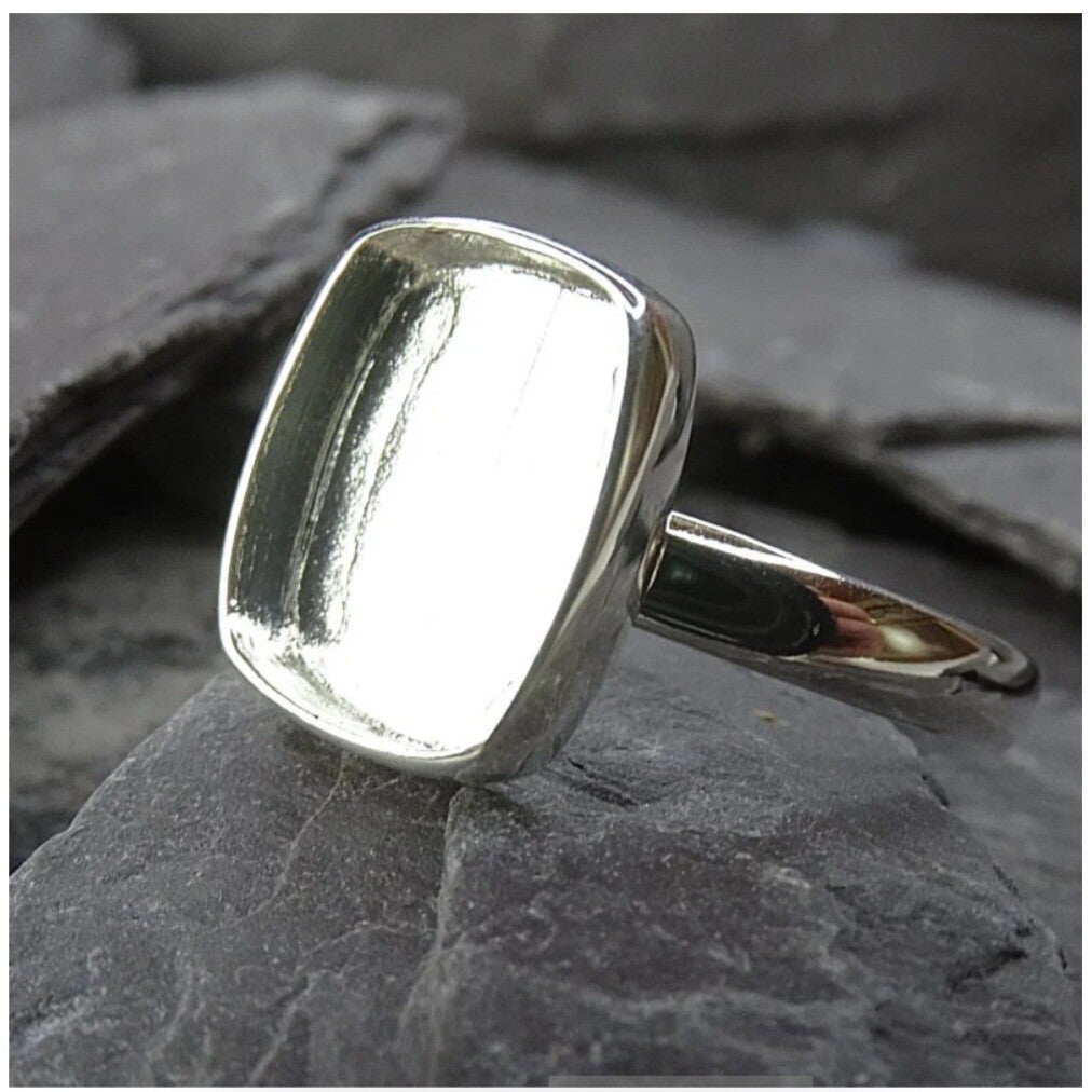 Solid silver Square Ring.