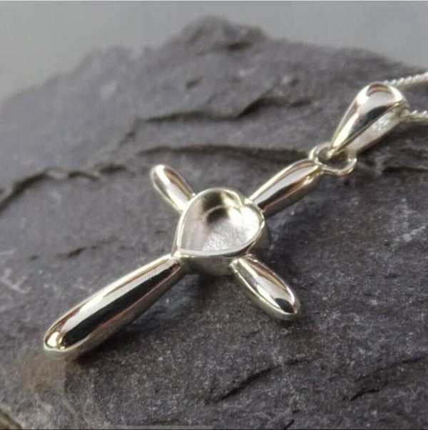 Silver Heart Cross