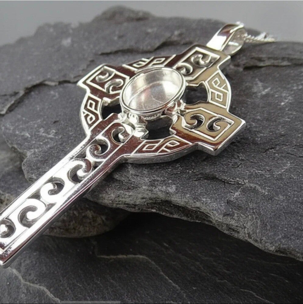 Solid Silver Celtic Cross Suitable For 10x8 Cab Or Resin