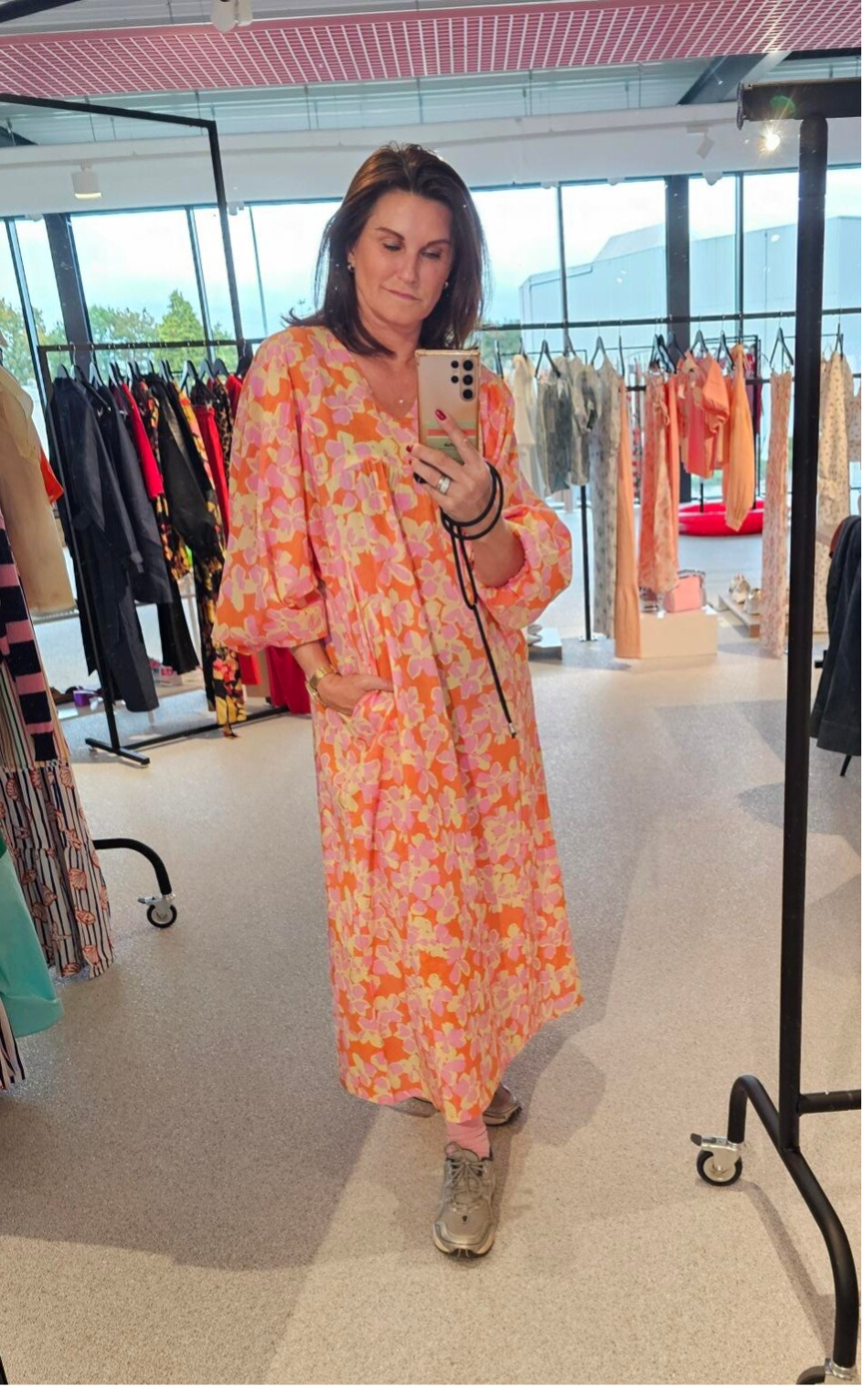 Kleed floral orange/roos/pastelgeel CF