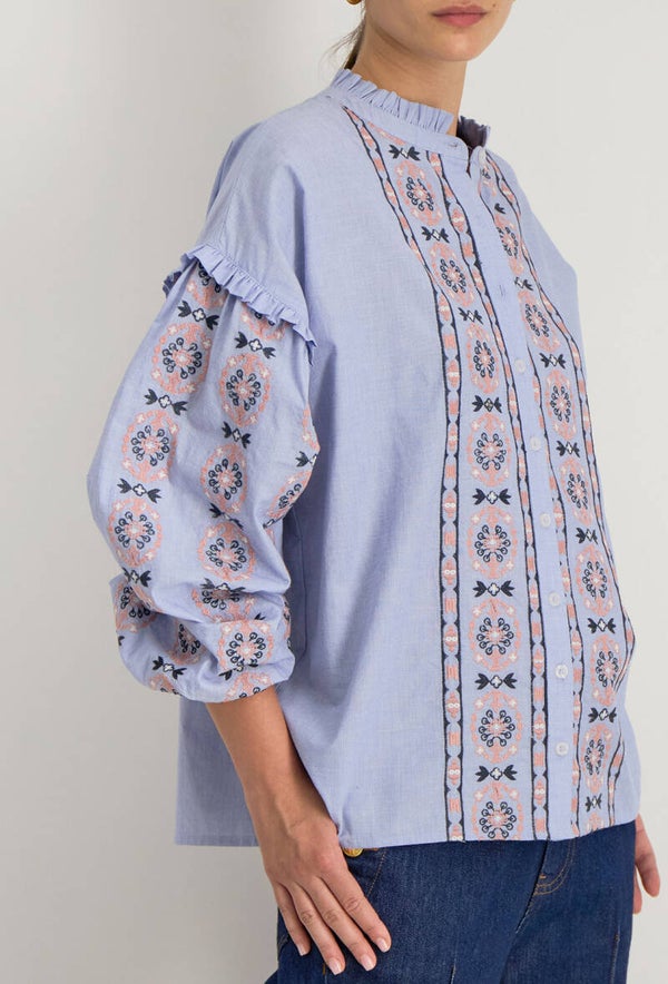 Blouse jeans blauw/roze Stella Forest Isely