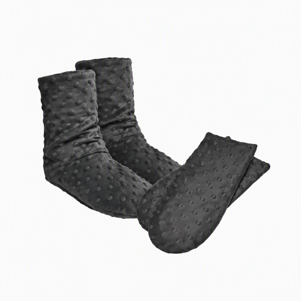 Ash Gray - Women's Spa Booties/Mittens Set