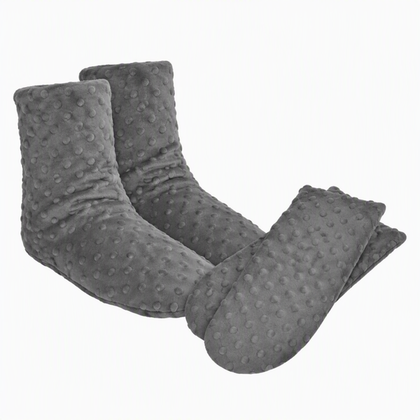 Charcoal - Women's Spa Booties/Mittens Set