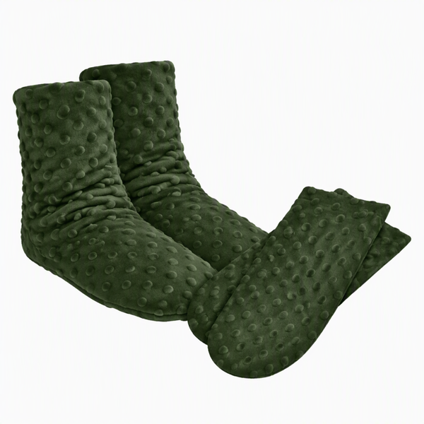 Hunter Green - Women's Spa Booties/Mittens Set