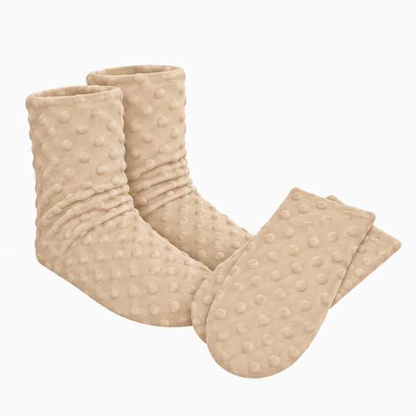 Latte - Women's Spa Booties/Mittens Set