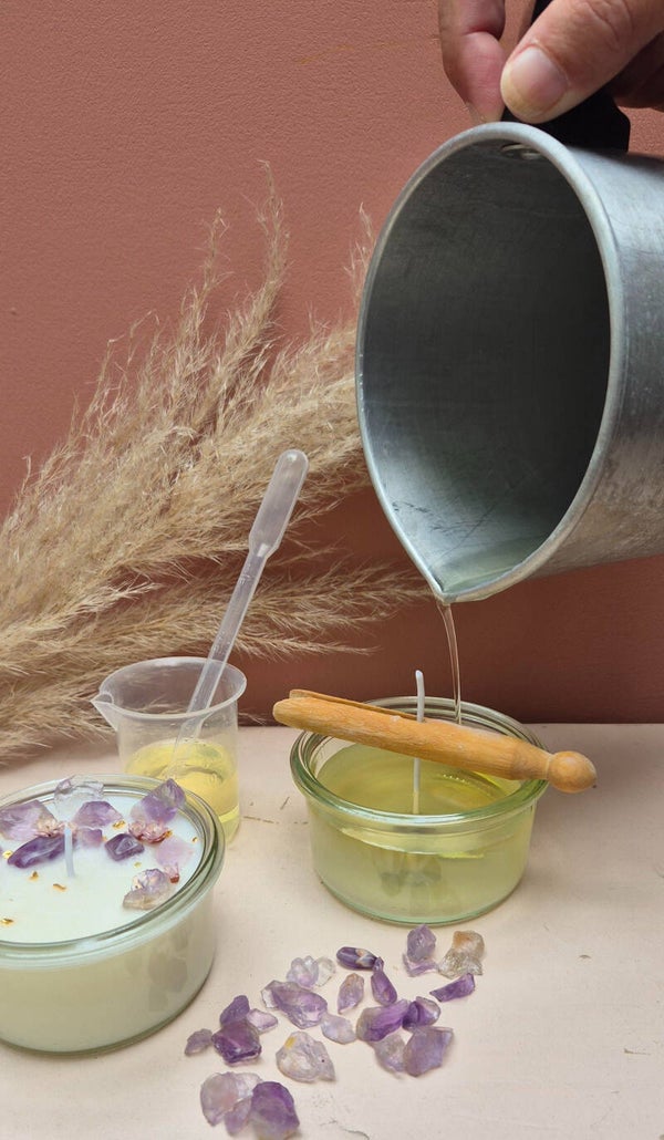 Workshop Geurkaars (Aromatherapie) met edelstenen zaterdag 7 februari 2026 13.00-15.30 uur- Valetijnseditie