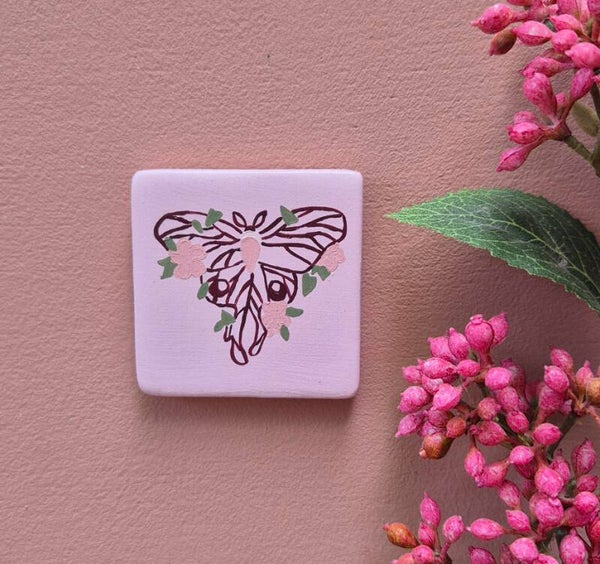 Keramiek tegel mini- Luna moth flower