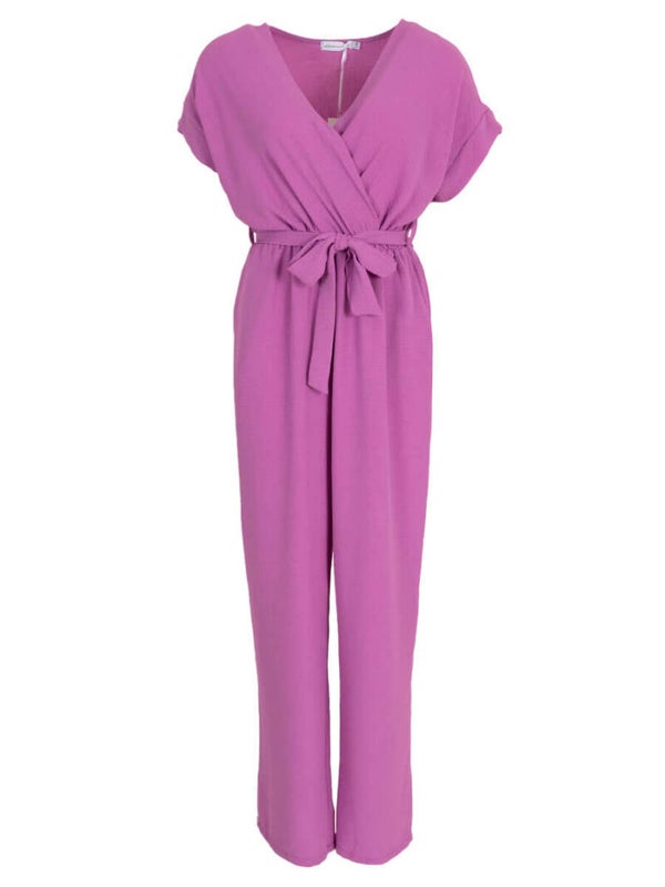 Jumpsuit overslag en ceintuur