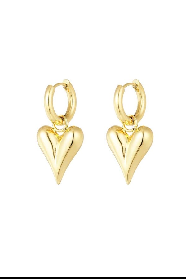 Earrings with heart pendants medium - Goud