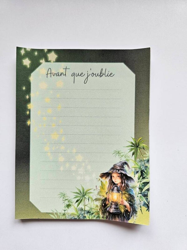 Bloc note cute 420 grand sorcière