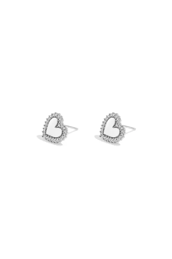 Heart-Shaped Stud Earrings With Set Edges