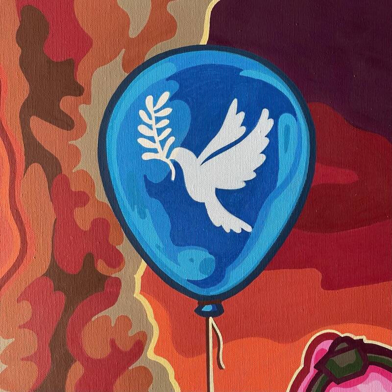 Vredes ballon. Detail van het kunstwerk A walk in the park. Maker Antwan Hoedemakers