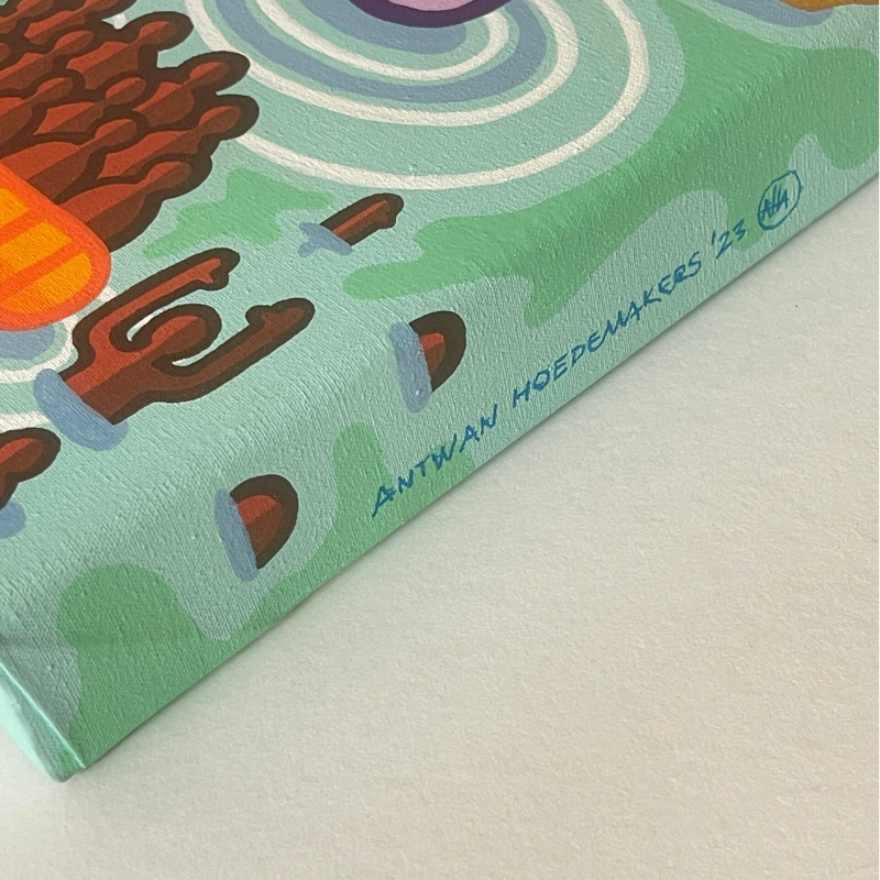 kunstwerk van kunstenaar Antwan Hoedemakers, kleurrijk werk