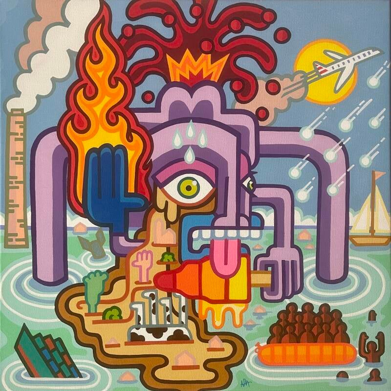 kunstwerk van kunstenaar Antwan Hoedemakers, kleurrijk werk