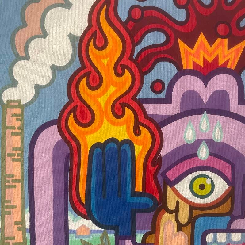 kunstwerk van kunstenaar Antwan Hoedemakers, kleurrijk werk