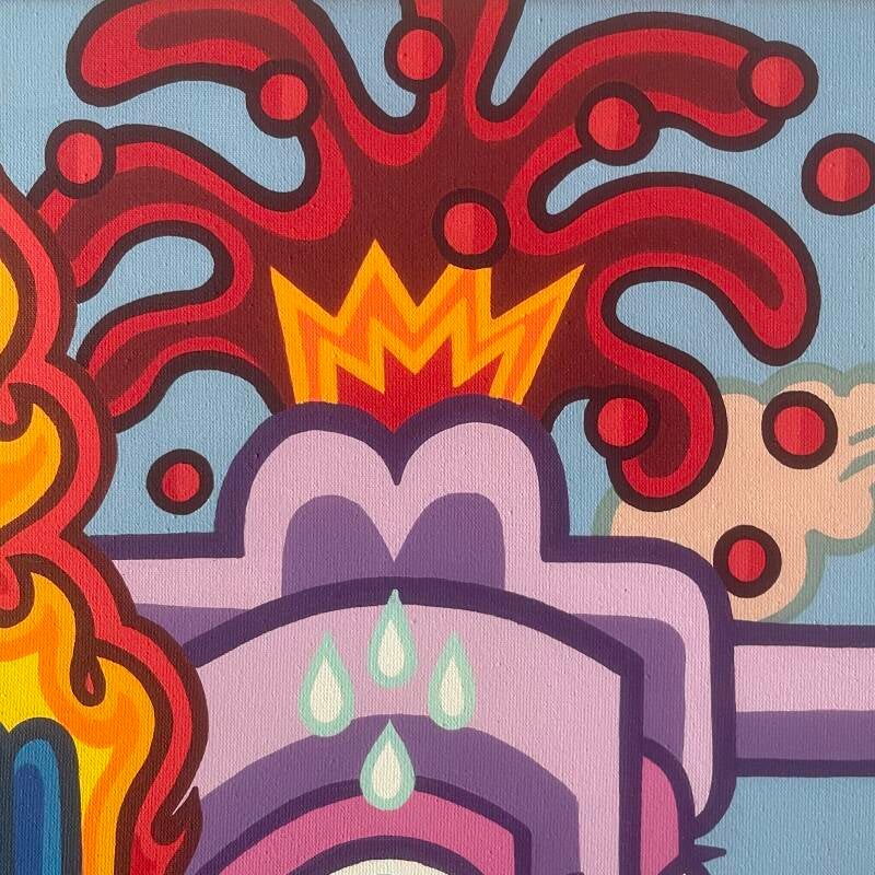 kunstwerk van kunstenaar Antwan Hoedemakers, kleurrijk werk